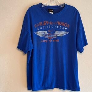 Harley-Davidson Men’s Blue Short Sleeve Tee with Vintage Graphic Design SZ - XL
